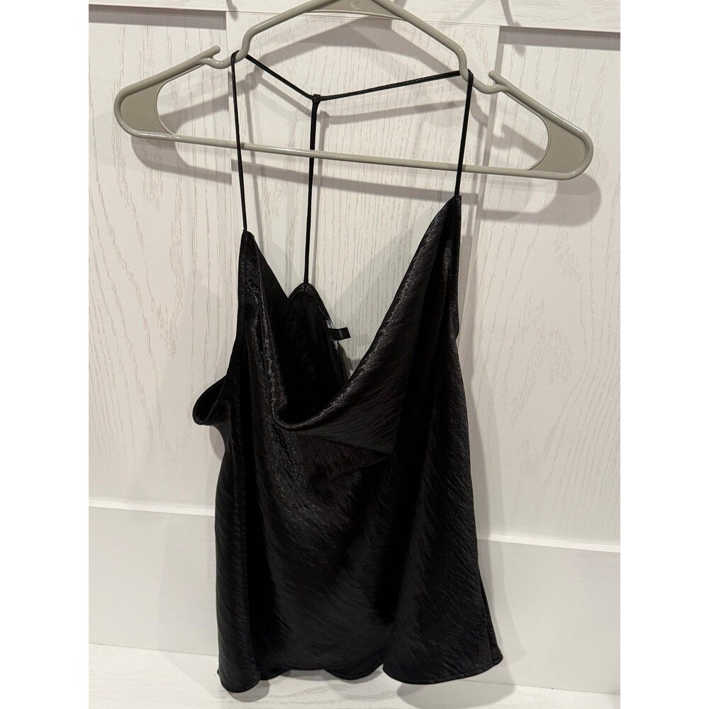 Express black silky tank top dressy t-back size large